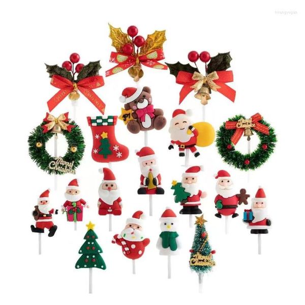 Fournitures festives 10 pièces décoration de gâteau de noël décorations en forme de couronne de père noël arbre de noël Cupcake Noel