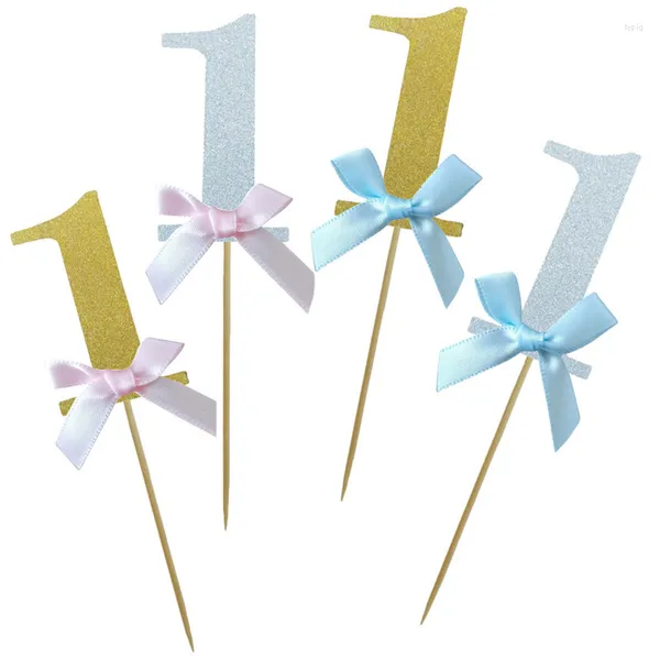 Forniture festive 10 pezzi Topper per cupcake in carta glitterata Buon compleanno Topper per torta che decora Baby Girl Boy 1a decorazione