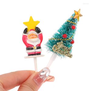 Feestelijke benodigdheden 10 stks Merry Christmas Cake Toppers Cartoon Tree Decor voor feest huisfestival decoratie accessoires