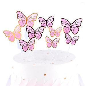 Fournitures de fête 11 pièces rose or papillon joyeux anniversaire gâteau Topper mariage mariée Dessert décoration pour fête beaux cadeaux