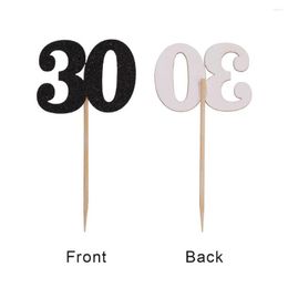 Feestelijke benodigdheden 12 stks dessert cupcake topper 30e verjaardag verrassing dertig bruiloft rechtstreeks uit 1992 zwart jubileumfeestje decor diy diy