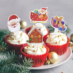 Feestelijke benodigdheden 14 stcs Merry Christmas Cake Topper Xmas Party Cupcake Snack Decor Santa Snowman Elk Decoration Navidad 2023 Ja