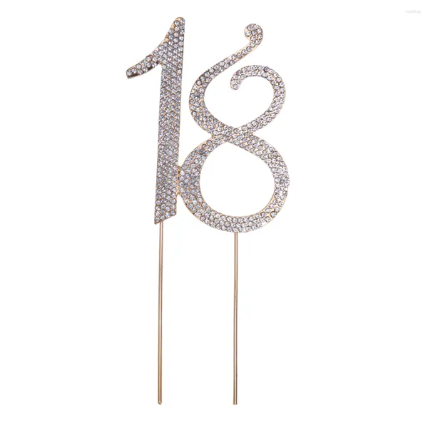 Suministros festivos Favores de fiesta de cumpleaños número 18 Cupcake Toppers 18 Decoración de pasteles Número brillante