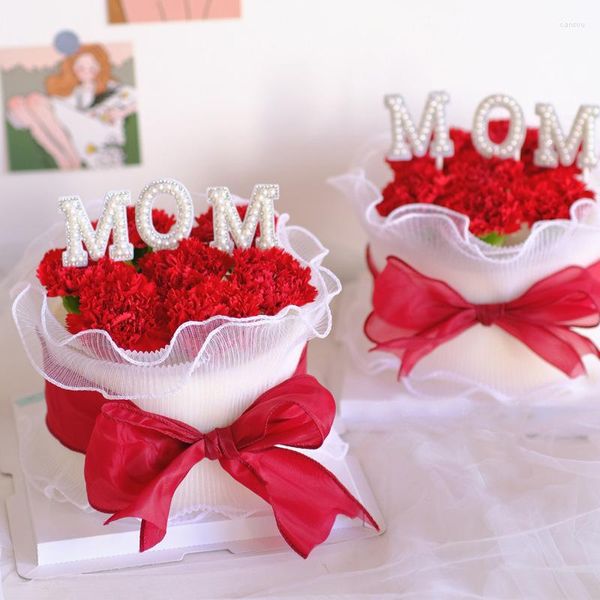Suministros festivos 1 pieza Feliz Día de la madre pastel Topper mamá cumpleaños oro madre para decoraciones de fiesta
