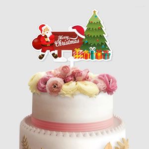 Décoration de gâteau de joyeux noël en acrylique, fournitures festives, boîte-cadeau du père noël, cupcakes en forme de cerf, décorations de fête, 2023