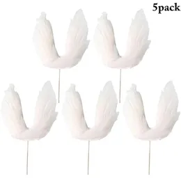 Supplies festives 2024 18pcs Angel Feather Wing Flag Flag Cake Toppers for Maridding Birthday Party Baking Dessert Top Decoration