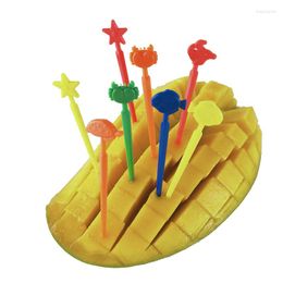 Fournitures de fête 20 pièces/ensemble crabes étoile de mer Animal fruits fourchette Mini dessin animé enfant Snack gâteau décor