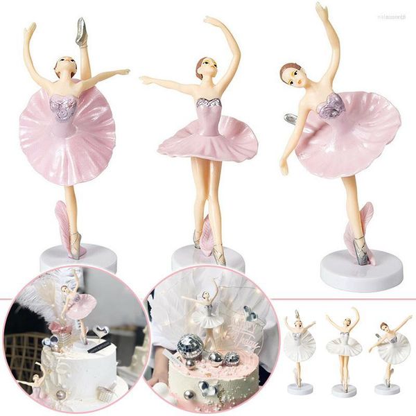 Décorations de Cupcake ballerine pour fille, fournitures festives, drapeau de gâteau danseuse de Ballet, décorations de fête d'anniversaire, accessoires de cuisson, 3 pièces