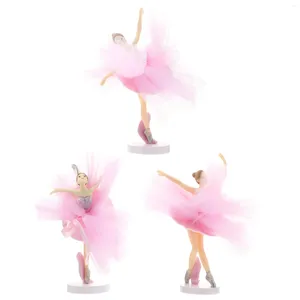 Suministros festivos 3 sets Ballet Girl en miniatura Figuras de baile Cupcake Toppers Dancer Statue Sculpture Regalos