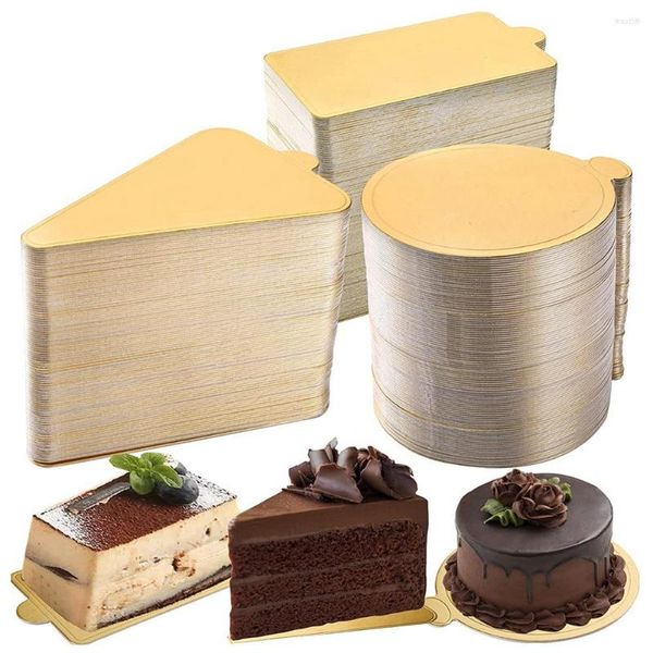 Suministros festivos, 300 Uds., Mini tablas para pasteles, papel circular dorado, magdalenas, postres, bandeja Base, tablero para Mousse, platos para fiestas