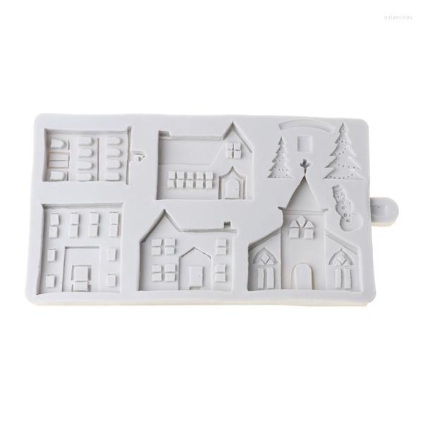 Fournitures de fête 3D maison de noël Silicone moule Fondant gâteau décoration outils chocolat plâtre Sugarcraft moule de cuisson