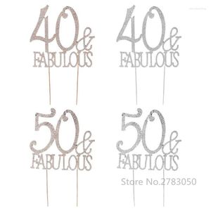 Feestelijke benodigdheden 40 50 Fabulous 40e 50th Birthday Cake Topper Number Crystal Rhinestone Anniversary Party Decoration decoreren