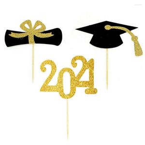 Fournitures de fête 48 pièces Graduation Cupcake Toppers pics alimentaires Mini décorations de gâteau