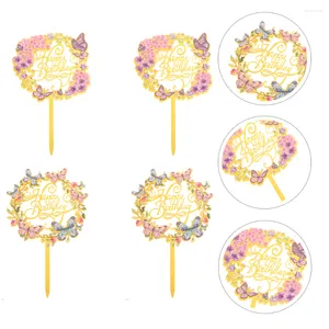 Feestelijke benodigdheden 4 stcs bloem vlinders cupcake toppers acryl dessert cake decor