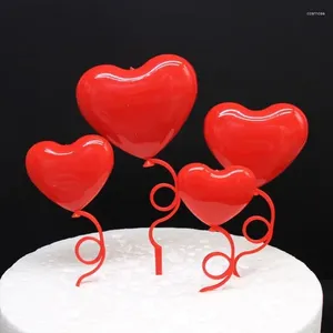 Fournitures festives 4 pièces mélange taille ballons en forme de coeur décoration de gâteau rouge saint valentin fête mariage anniversaire décor