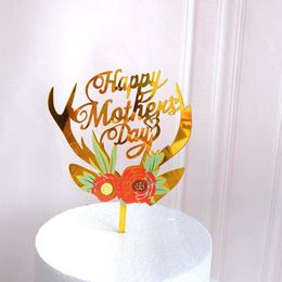 Feestelijke benodigdheden 5 pc's/lot cake ingevoegde kaart acryl kleur printen bloemen moederdag verjaardagsgebied bruiloft decoraties