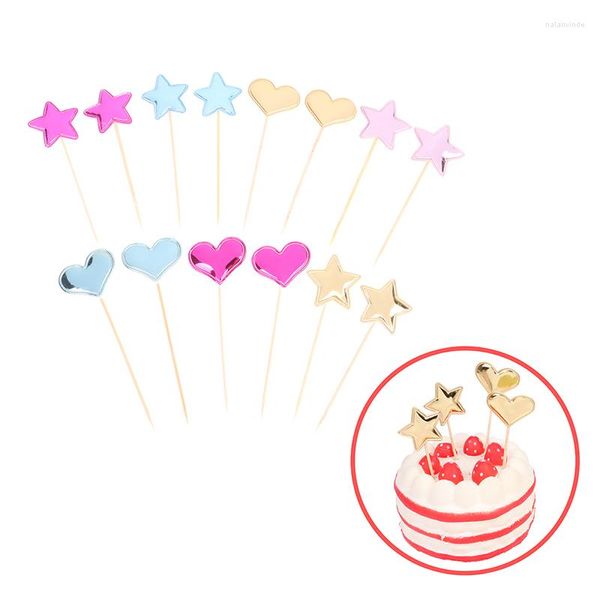 Suministros festivos 50 piezas de pastel colorido Topper Star Heart Cupcake Topcake Fiesta Fiesta Baby Shower Decoración Boda