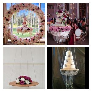 Feestelijke benodigdheden Acryl Cake Stand Crystal Hanging Rack for Flowers Bouquet Display Wedding Verjaardagsfeest Dessert Fruit Fruit Cookie Trays