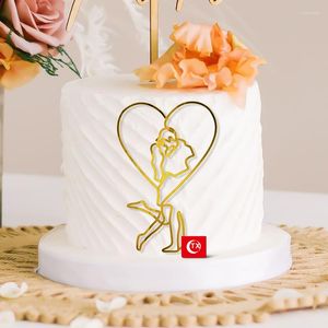 Feestelijke voorraden Art Lady Wedding Cake Topper Acryl Gold Love Birthday for Party Decorations