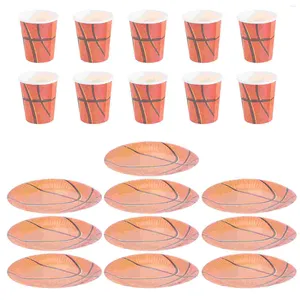 Feestelijke benodigdheden Athletic Sets Paper Plates Cups Tray Basketball Verjaardagsdecoraties feest