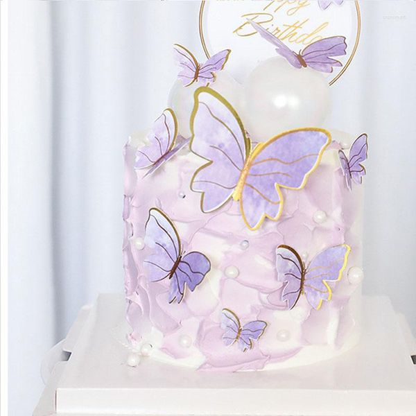Suministros festivos Decoración de pasteles para hornear Estampado de hierro forjado Tarjeta de enchufe de mariposa Web Celebrity Baby Shower Cumpleaños Revelación de género
