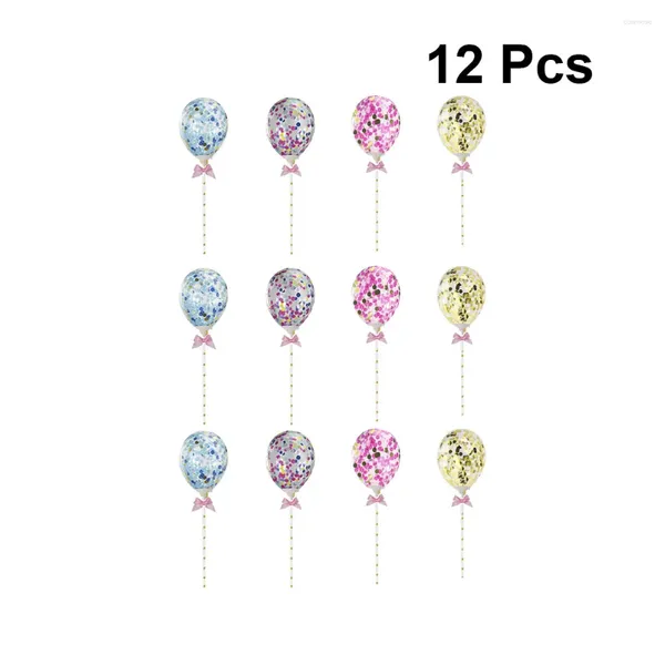 Fournitures de fête Ballons Ballon Topper Gâteau Bâtons D'anniversaire Joyeux Cupcake Cluster Pastel Sprinkles Party Multi Couleurs Pick Latex