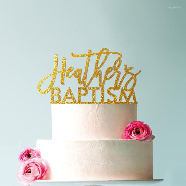 Decoración para tarta con nombre de bautismo, suministros festivos, 6.0 in de ancho, madera cortada con láser, única