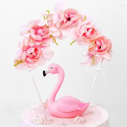 Fournitures de fête décoration de gâteau de fête d'anniversaire Rose fleur arc insérer carte ornements mariage rose décor Topper fente en soie