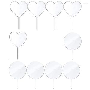 Fournitures de fête blanc acrylique décoration de gâteau cercle clair coeur bricolage anniversaire Topper blancs rond Cupcake