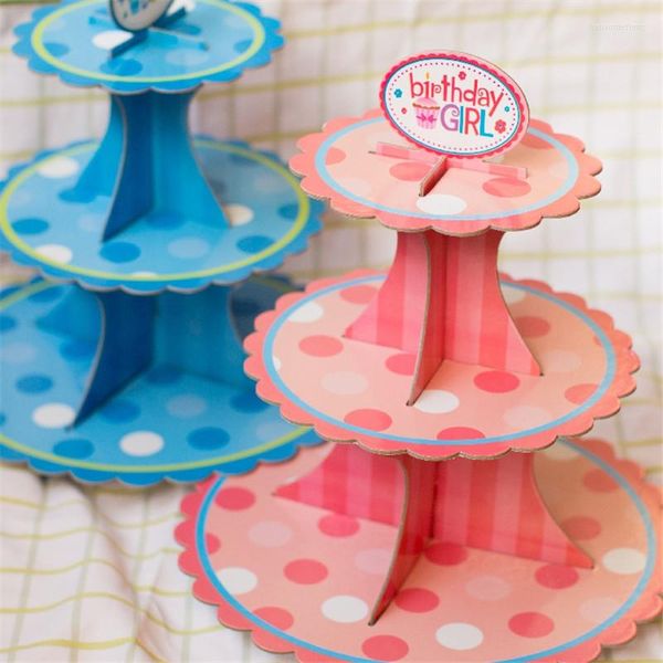 Suministros festivos para niños y niñas, soporte para cupcakes con puntos, postre, cartón, hora del té, cumpleaños, revelación de género, fiesta de Baby Shower, rosa y azul