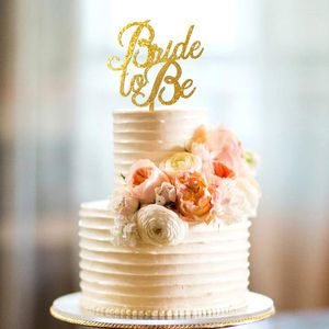 Décoration de gâteau pour future mariée, fournitures festives, décoration de fête prénuptiale, de fiançailles, de mariage, à paillettes dorées