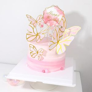 Suprimentos festivos borboleta dia dos namorados bolo toppers rosa aniversário cupcake topper para decorações de cozimento de festa