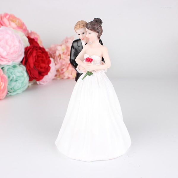 Suministros festivos Cake Toppers Muñecas Novia Novio Figuritas Soporte divertido Topper Casarse Boda Decoración Feliz cumpleaños