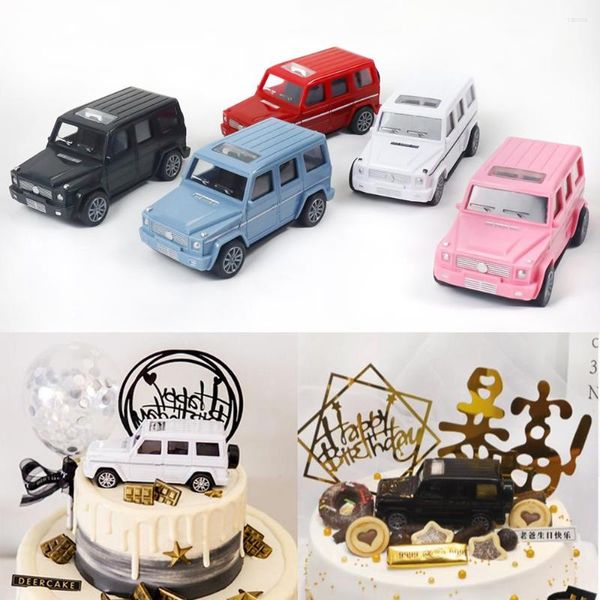 Suministros festivos dibujos animados coche pastel decoraciones niño niña feliz cumpleaños fiesta hornear decoraciones Baby Shower Topper niños regalo coches