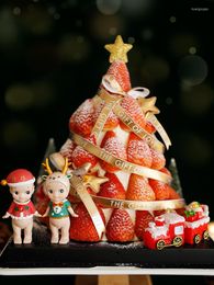 Feestelijke benodigdheden kerstdecoratiehulpmiddelen Angel Doll Cake Topper Antlers Tafelaankleden Ffigure Shiny Star Insert Plug Party Ornamenten