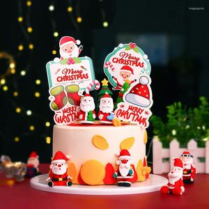 Fournitures de fête Noël fête de famille Cupcakes Desserts année cuisson Decore Santa bonhomme de neige chapeau carte papier enfant cadeaux d'anniversaire