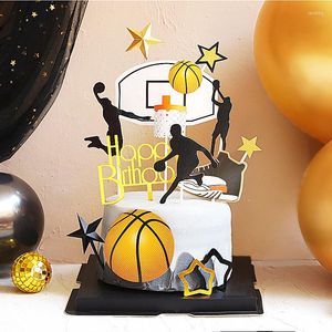 Feestelijke benodigdheden Coole basketbal Sport Happy Birthday Cake Topper voor herenfeestdecoratie Dessert mooie geschenken