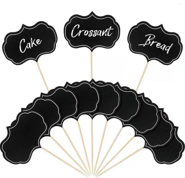 Fournitures de fête tableau noir créatif papier gâteau Topper écriture carte Insertion Dessert Table mariage Po accessoires décoration