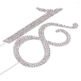 Festive Supplies Diamante Number Pick 18th 18 Crystal Strass Cake Topper Argent