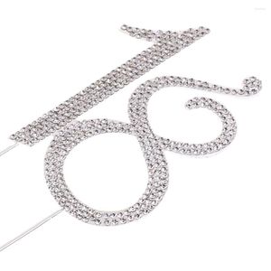 Feestelijke benodigdheden diamante nummer pick 18e 18 kristal strass cake topper zilver