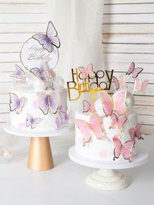 Feestelijke voorraden Fairy Butterfly Birthday Topper Cake Baking For Girl Wedding Party Decoratie Baby Shower Dessert Table Iinsert