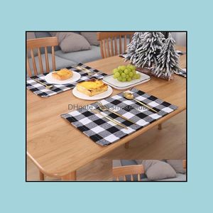 Feestelijke benodigdheden Gardenplaid placemat Christmas Decoration Red Black Plaid tafel bestek 44 * 29cm plaat place mat tafellaken xmas thuis onderdeel