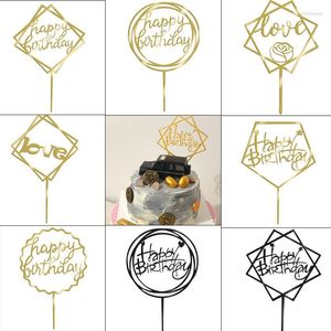 Feestelijke benodigdheden Glitter Happy Birthday Cake Topper Cupcake Top Vlaggen Liefde Familie Feest Bakken Decoratie