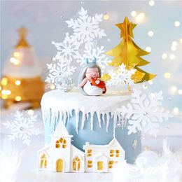 Feestelijke benodigdheden Glitter Sneeuwvlok Kersttaart Topper Xmax Boom Jaarfeest Dessert Diamant Decoratie Babyshower Liefdescadeau