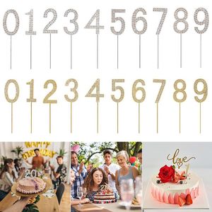 Fournitures de fête or/argent 0-9 numéro numérique gâteau Topper anniversaire mariage décoration bébé douche anniversaire fête insérer