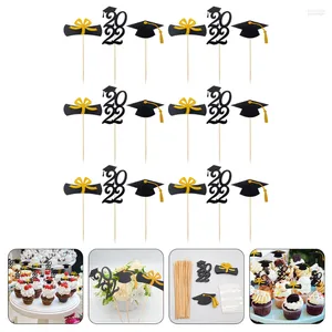 Fournitures de fête Graduation Cake Grad Party Décorations Topper Picks2023 Cupcake Classinsert Table Congratscap Apéritif Bâtonnets de Cocktail