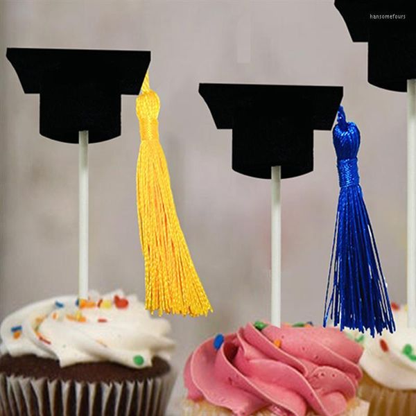 Fournitures de fête Graduation Topper Cake Hat Cupcake Grad Pick Party Cap Picks Dessert 2022 Décorations Cure-dents pour casquettes de décoration