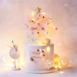 Suministros festivos Hairball Hilo Árbol de Navidad Cake Topper para la decoración de la fiesta de cumpleaños Ballet Girl Wedding Love Gift Baby Shower Baking