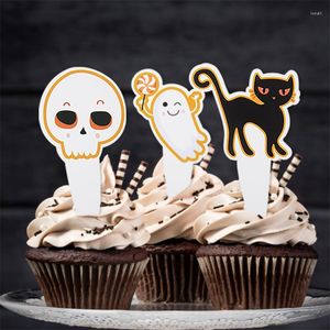 Feestelijke voorraden Halloween Decorations Cupcake Topper Muffins Horror Pumpkin Bat Cake Toppers voor themafeestje Decor