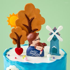 Supplies festives joyeux anniversaire gâteau topper ornements de résine parasolas câlins père fille du couloir de vent du château de pâtisserie boulangerie